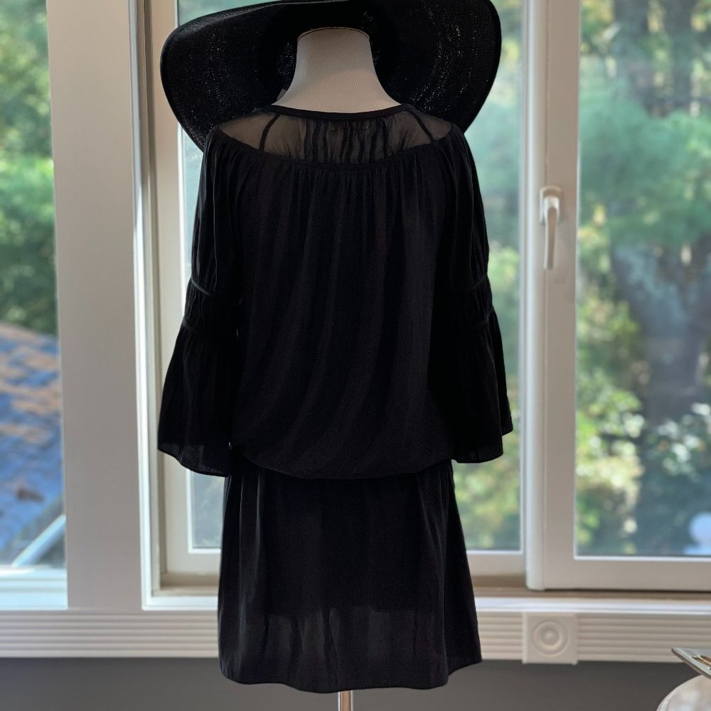 Ramy Brook Black Mini Dress Shirred Waist - Picture 4 of 7